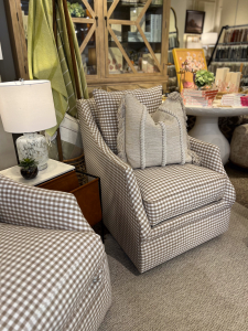 Designer accent chair in Minneapolis showroom